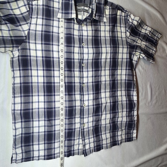 Zara Blue and White Plaid Cotton Casual Shirt Large - Picture 10 of 15